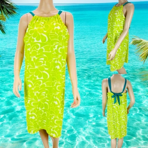 Athleta Kokomo Halter Swim Sport Dress XXS Green Floral Print Bra Insert - Picture 2 of 16